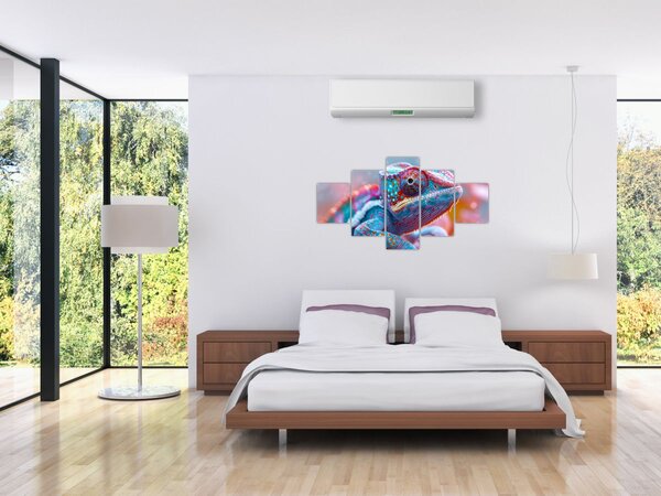 Obraz - Zbarvený chameleon (125x70 cm)