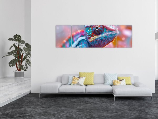 Obraz - Zbarvený chameleon (170x50 cm)