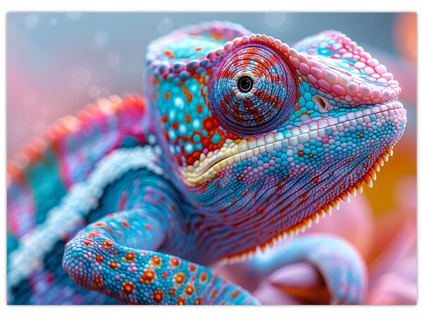 Obraz - Zbarvený chameleon (70x50 cm)