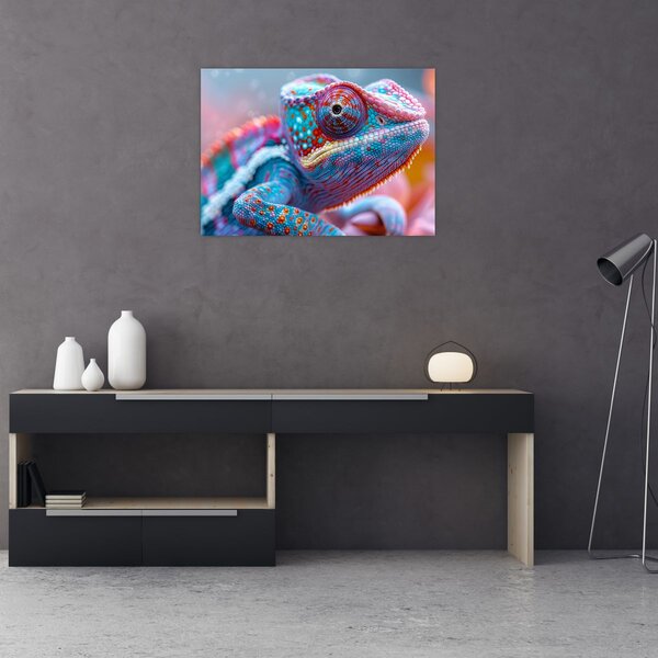 Obraz - Zbarvený chameleon (70x50 cm)