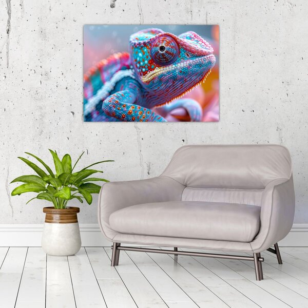Obraz - Zbarvený chameleon (70x50 cm)