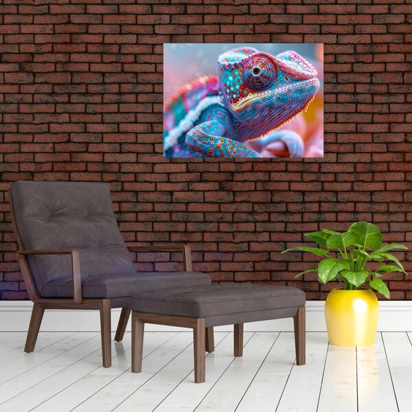 Obraz - Zbarvený chameleon (70x50 cm)