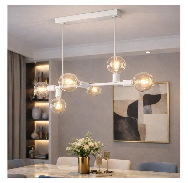 Lustr na tyči ASTRID 6xE27/60W/230V bílá
