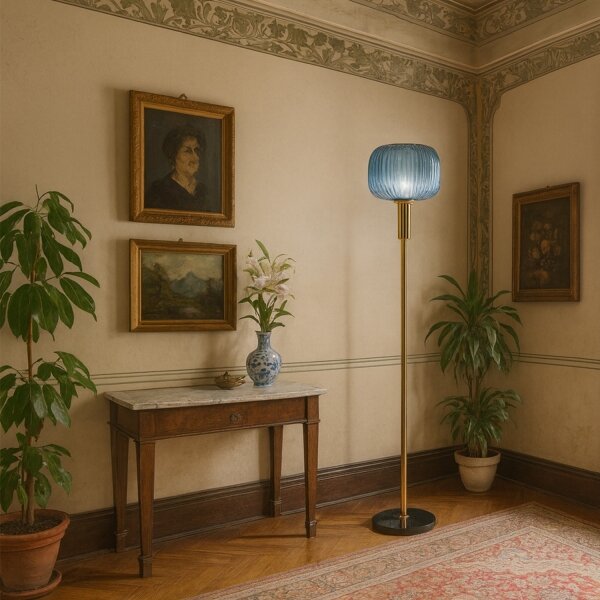 ONLI - Stojací lampa DOROTY 1xE27/22W/230V modrá/zlatá