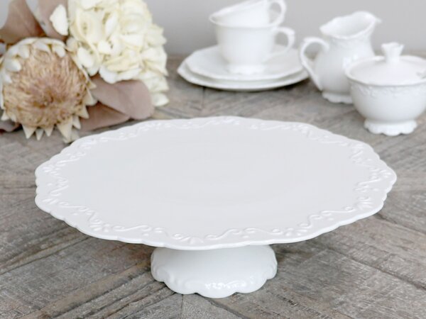Porcelánový podnos na dort s krajkou Provence lace - Ø 28*9cm - Chic Antique