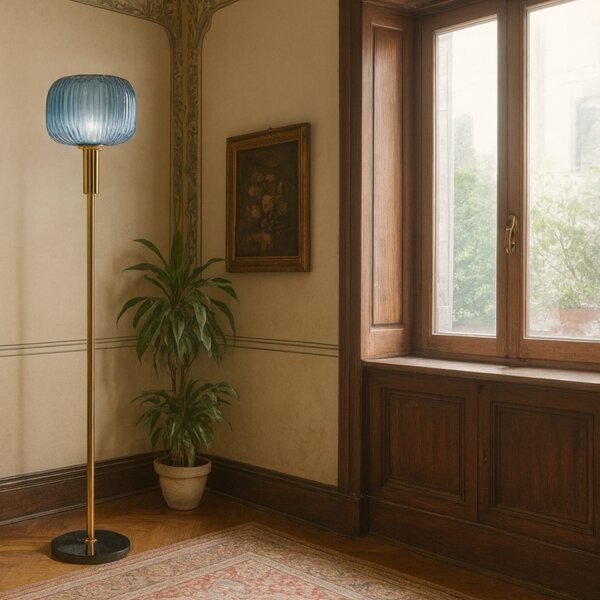ONLI - Stojací lampa DOROTY 1xE27/22W/230V modrá/zlatá