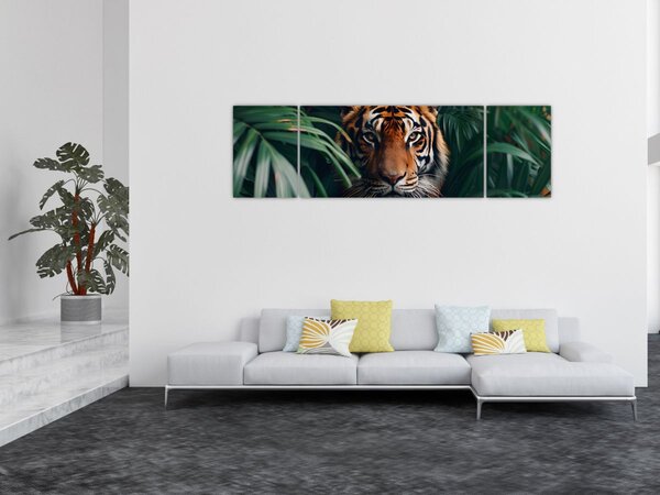 Obraz - Portrét tygra v džungli (170x50 cm)