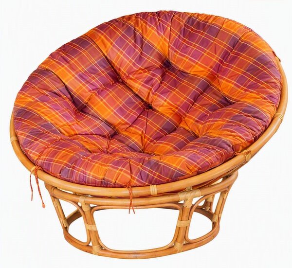 Posltr na křeslo papasan 110 cm - oranžovočervená kostka
