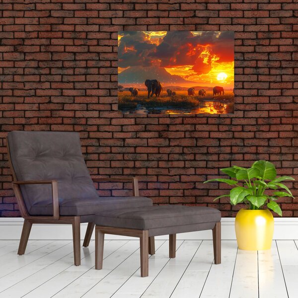 Obraz - Stádo slonů (70x50 cm)