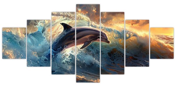 Obraz - Delfín, ilustrace (210x100 cm)