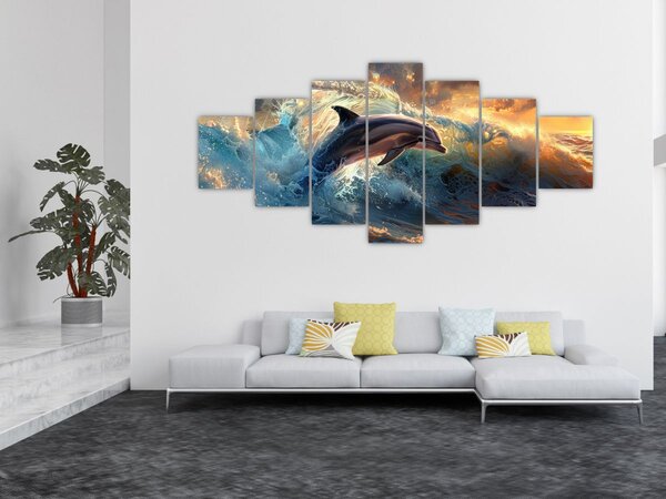 Obraz - Delfín, ilustrace (210x100 cm)