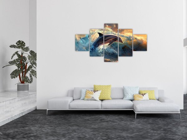 Obraz - Delfín, ilustrace (125x70 cm)