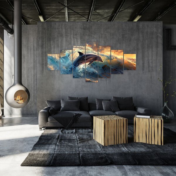 Obraz - Delfín, ilustrace (210x100 cm)