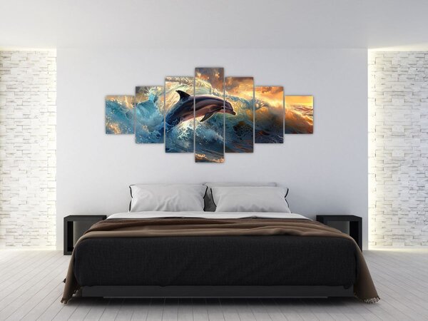 Obraz - Delfín, ilustrace (210x100 cm)