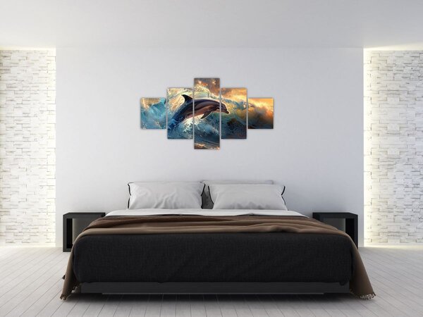 Obraz - Delfín, ilustrace (125x70 cm)