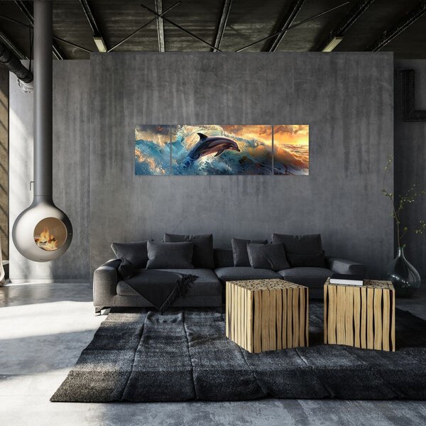 Obraz - Delfín, ilustrace (170x50 cm)
