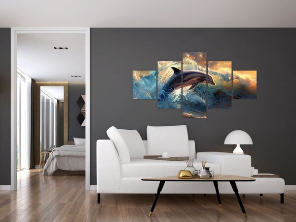 Obraz - Delfín, ilustrace (125x70 cm)