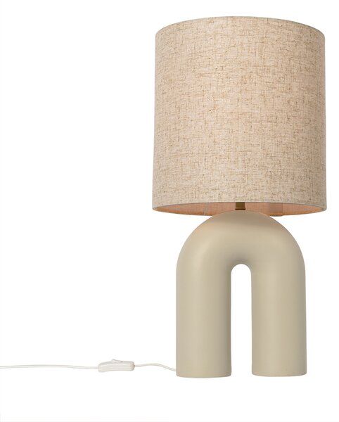 Designová stolní lampa béžová s lněným stínítkem béžová - Lotti
