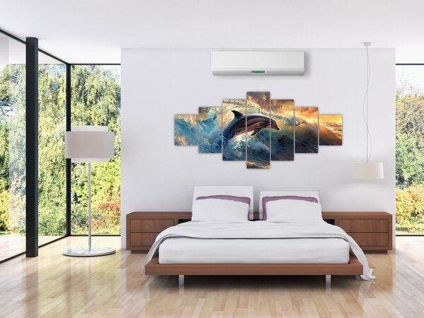 Obraz - Delfín, ilustrace (210x100 cm)