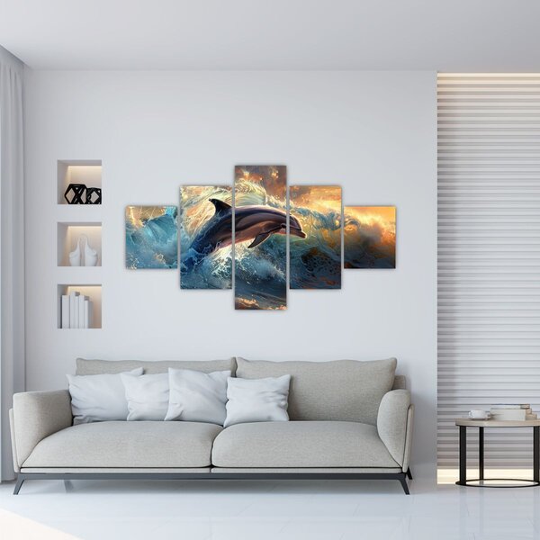 Obraz - Delfín, ilustrace (125x70 cm)
