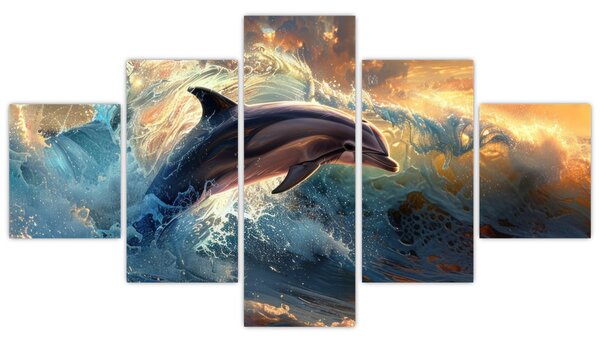 Obraz - Delfín, ilustrace (125x70 cm)