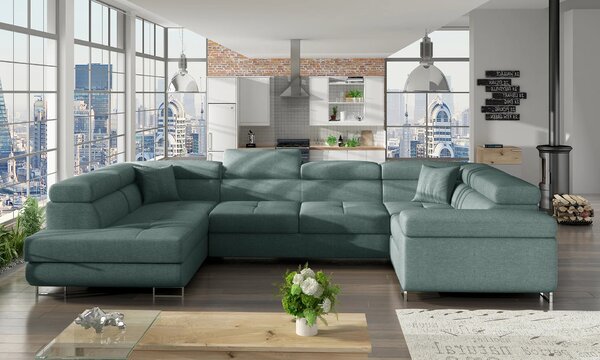Rozkládací sedací souprava do U ORIANA - světle modrá, levé provedení