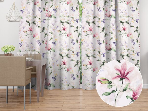 Biante Bavlněný závěs Sandra SA-287 Mix květin na bílém 150x140 cm