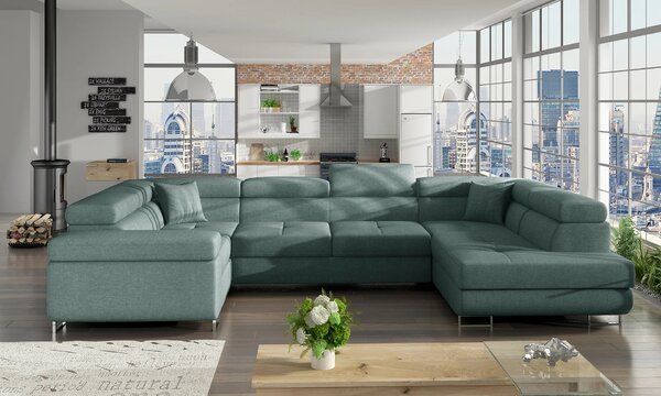 Rozkládací sedací souprava do U ORIANA - světle modrá, pravé provedení