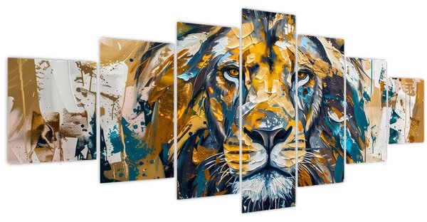 Obraz - Abstraktní olejomalba se lvem (210x100 cm)