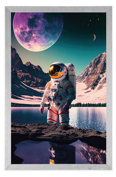 Plakát astronaut na povrchu neznámé planety