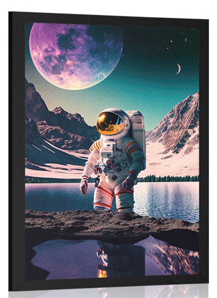 Plakát astronaut na povrchu neznámé planety