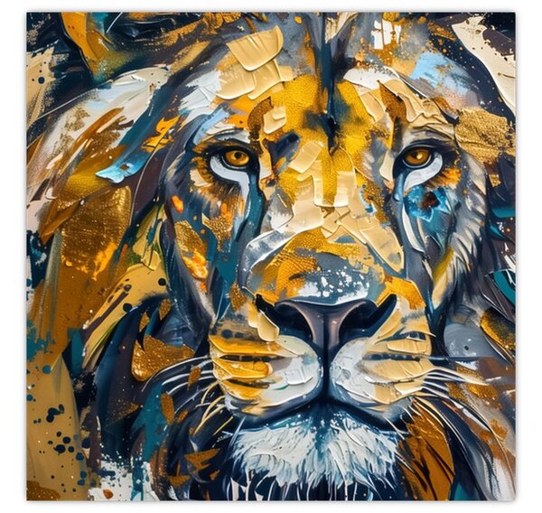 Obraz - Abstraktní olejomalba se lvem (30x30 cm)