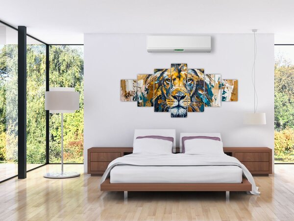 Obraz - Abstraktní olejomalba se lvem (210x100 cm)