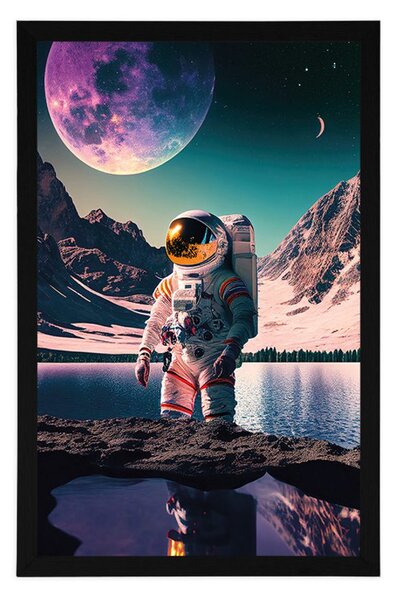 Plakát astronaut na povrchu neznámé planety