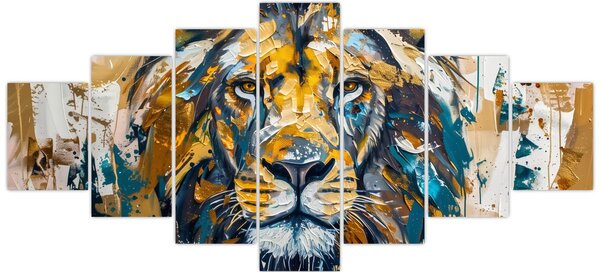 Obraz - Abstraktní olejomalba se lvem (210x100 cm)