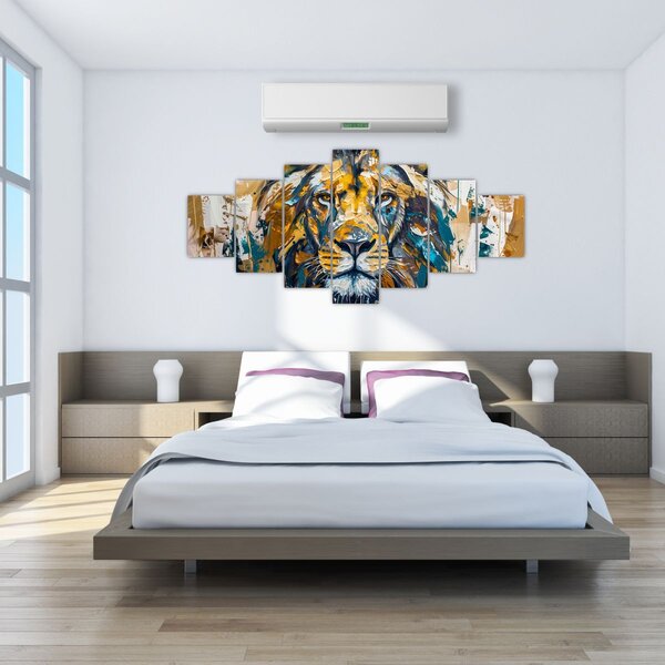 Obraz - Abstraktní olejomalba se lvem (210x100 cm)