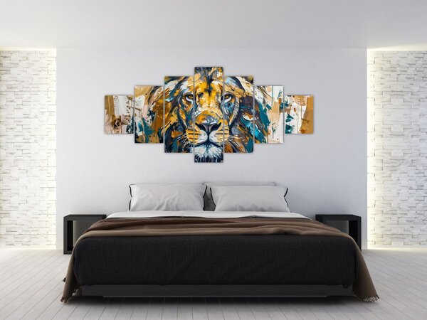 Obraz - Abstraktní olejomalba se lvem (210x100 cm)