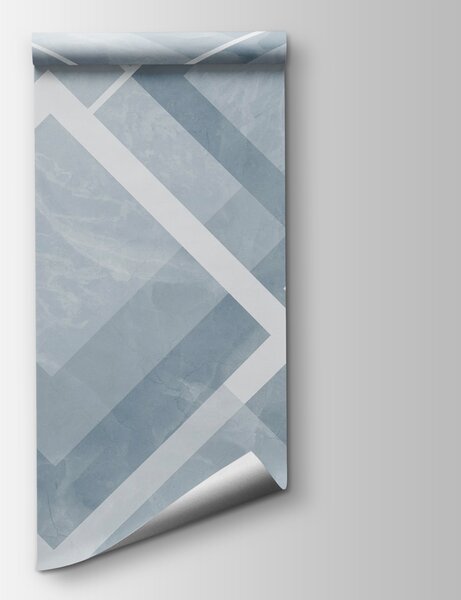 Fototapeta Modré a bílé pozadí s bílými čtverci a čarami, Geometrické 3D fototapety, Populární fototapety, w02062v3 - Tapeko.co.cz