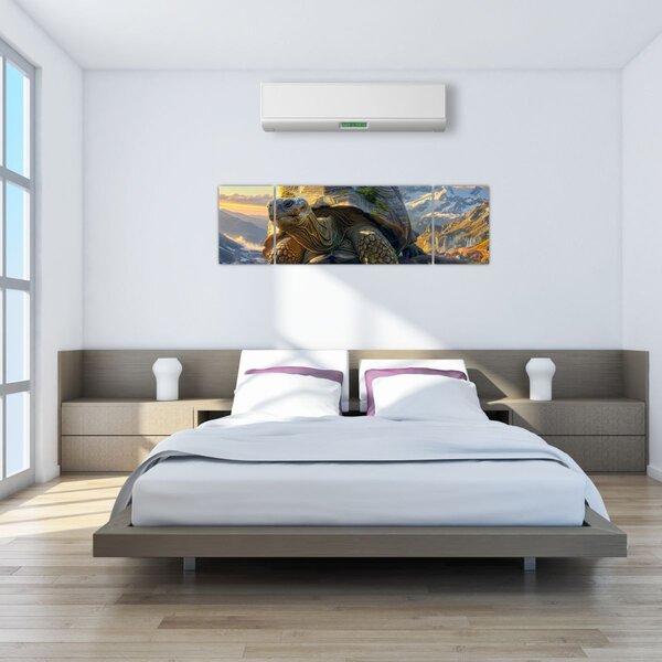 Obraz - Želva a horská krajina (170x50 cm)