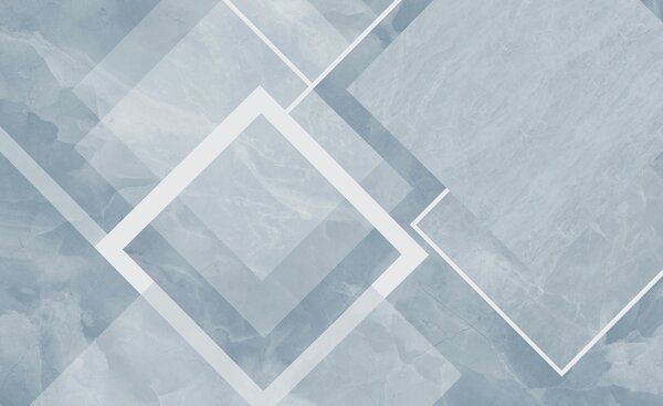 Fototapeta Modré a bílé pozadí s bílými čtverci a čarami, Geometrické 3D fototapety, Populární fototapety, w02062v3 - Tapeko.co.cz