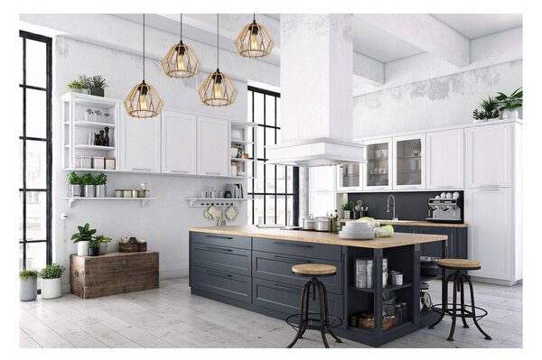 Light for home - Moderní svítidlo s dřevěnými stínidly v skandinávském stylu TIMBER 91444, 4x60W, E27, Černá