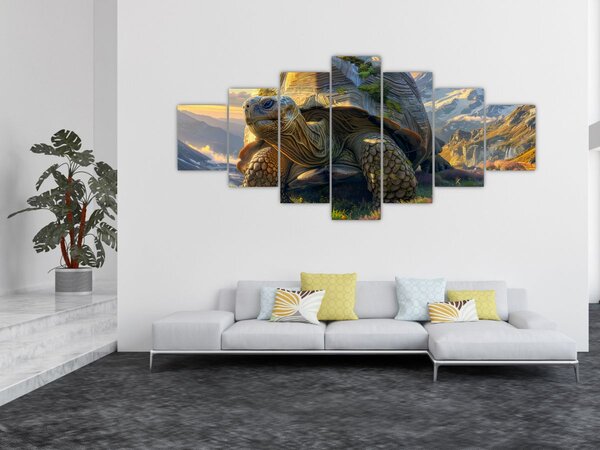 Obraz - Želva a horská krajina (210x100 cm)