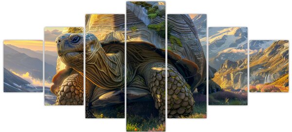 Obraz - Želva a horská krajina (210x100 cm)