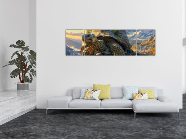 Obraz - Želva a horská krajina (170x50 cm)