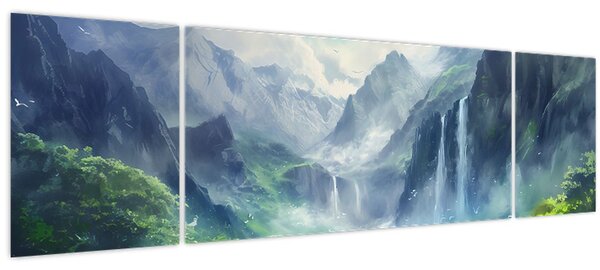 Obraz - Údolí vodopádů (170x50 cm)
