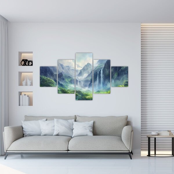 Obraz - Údolí vodopádů (125x70 cm)