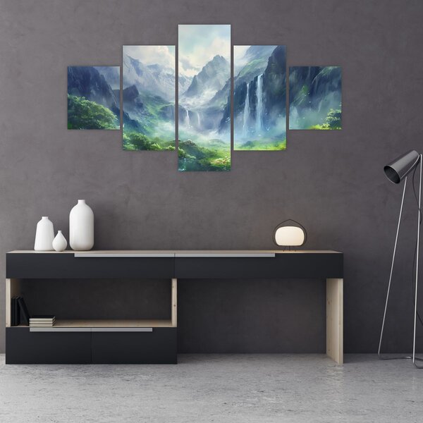 Obraz - Údolí vodopádů (125x70 cm)