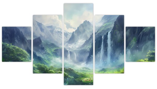 Obraz - Údolí vodopádů (125x70 cm)