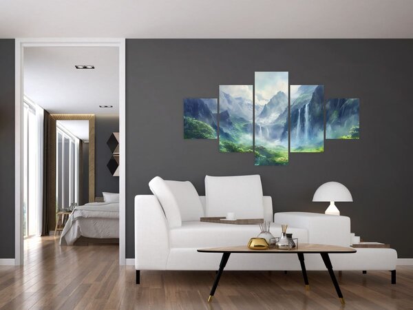 Obraz - Údolí vodopádů (125x70 cm)
