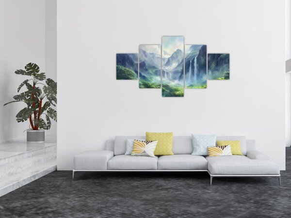 Obraz - Údolí vodopádů (125x70 cm)